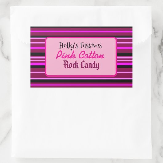 ピンクコットンキャンディフロスロックキャンディレーベル 長方形シール (バッグ)
