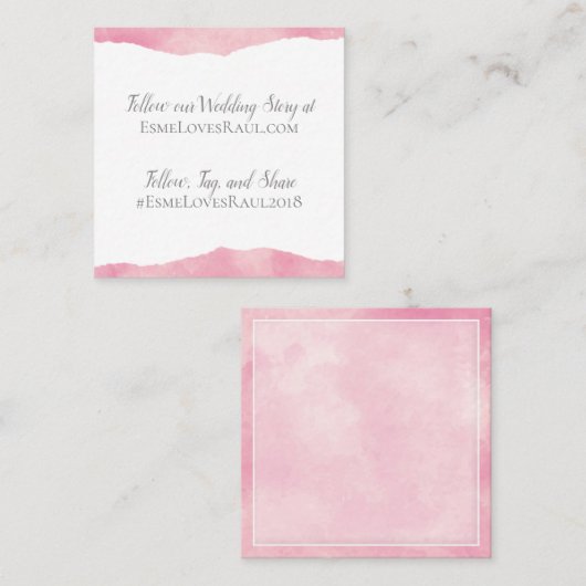 ピンクコットンキャンディ水結婚色の情報カード スクエア名刺 (正面/裏面)