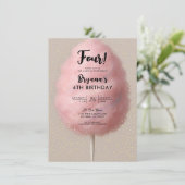 ピンクコットンキャンディ金ゴールド紙吹雪誕生日パーティー 招待状 (スタンド正面)