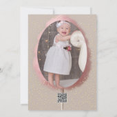 ピンクコットンキャンディ金ゴールド紙吹雪1st誕生日パーティー 招待状 (裏面)