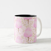 ピンクコットンキャンディ&金ゴールドグリッターかわいいトレンディーガールズ ツートーンマグカップ (正面右)