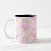 ピンクコットンキャンディ&金ゴールドグリッターかわいいトレンディーガールズ ツートーンマグカップ (左)