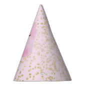 ピンクコットンキャンディ&金ゴールド紙吹雪誕生日パーティー パーティーハット (右)