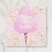 ピンクコットンキャンディ&金ゴールド紙吹雪誕生日パーティー フェイバータグ (裏面)