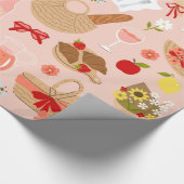 ピンクコテージコアクロサンピクニックバスケット ラッピングペーパー (角)
