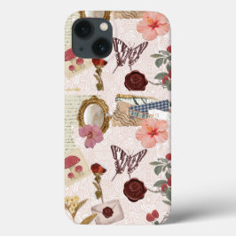 ピンクコテージコアボタニカルコラージュスマホケース iPhone 13ケース