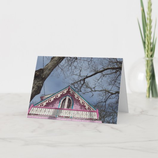 ピンクコテージドラマチックな空 – マーサズヴィネヤード カード (正面)