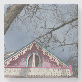 ピンクコテージドラマチックな空 – マーサズヴィネヤード ストーンコースター