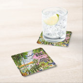 ピンクコテージバイザベイI スクエアペーパーコースター (インサイチュ)