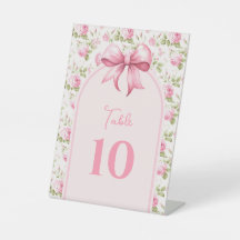 ピンクコテージバラとボウコケット台番号付き