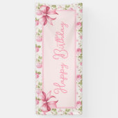 ピンクコテージバラハッピーバースデー 横断幕 (縦)