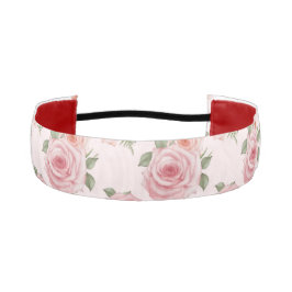 ピンクコテージバラフローラヴィンテージパターン アスレチックヘッドバンド