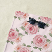 ピンクコテージバラフローラヴィンテージパターン ビーチタオル (インサイチュ)