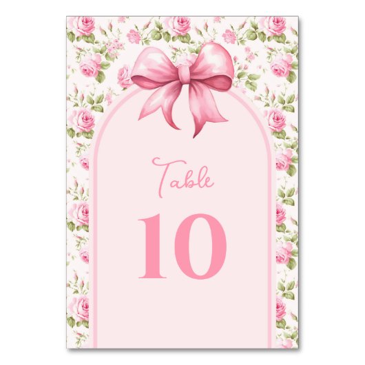 ピンクコテージバララブシャックフィアンセブライダルシャワー テーブルナンバー (正面)