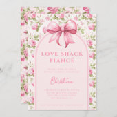 ピンクコテージバララブシャックフィアンセブライダルシャワー 招待状 (正面/裏面)