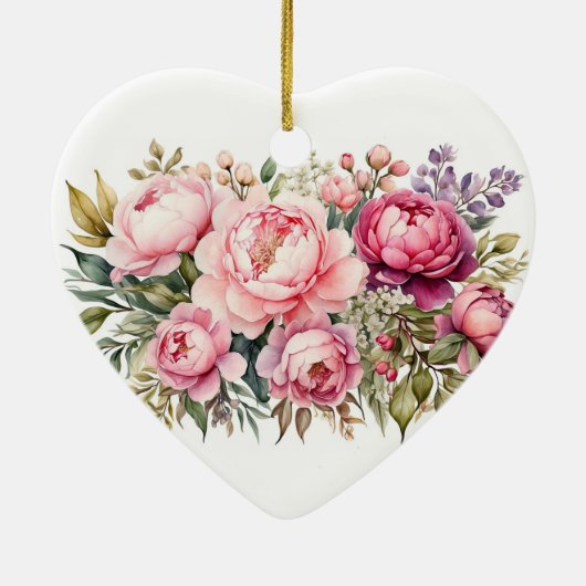 ピンクコテージフローラ介護者ハートオーナメント セラミックオーナメント (裏面)