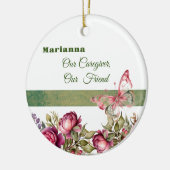 ピンクコテージフローラ介護者ラウンドオーナメント セラミックオーナメント (左)