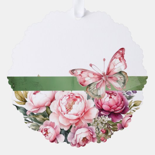 ピンクコテージフローラ紙オーナメントカード オーナメントカード (裏面)