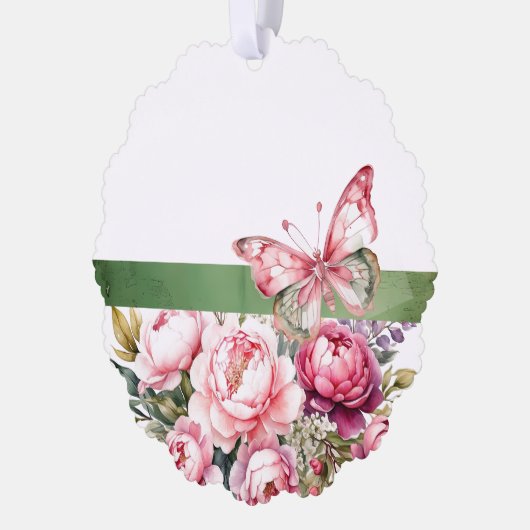 ピンクコテージフローラ紙オーナメントカード オーナメントカード (左)