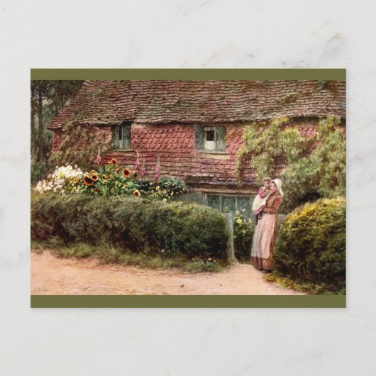 ピンクコテージ母子 ポストカード (正面)