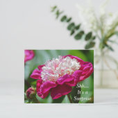 ピンクコテージ牡丹フラワーサプライズ100誕生日 招待状 (スタンド正面)