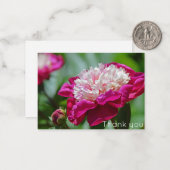 ピンクコテージ牡丹フラワーサンキュー ノートカード (正面/裏面インサイチュ)