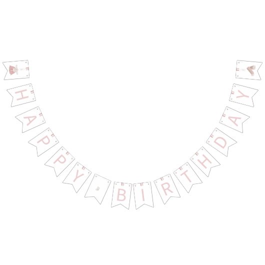 ピンクコリアドルジャンチハッピーバースデー バンティングフラッグ (全)