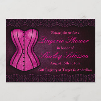 ピンクコルセットランジェリーブライダルシャワー招待 招待状