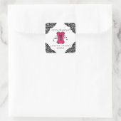 ピンクコルセット&ブラックレースランジェリーシャワーステッカー スクエアシール (バッグ)