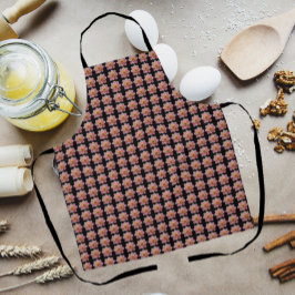 ピンクコレットダリアフローラルパターンオンブラック エプロン