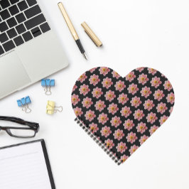 ピンクコレットダリアフローラルパターンオンブラック ノートブック