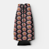 ピンクコレットダリアフローラルパターンオンブラック ボトルクーラー (裏面)