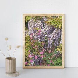 ピンクコロンビーンとパープルウィステリアフローラ フォトプリント           