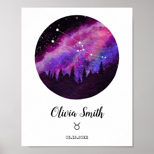 ピンクコンステレーショントーラス占星術サインギフト ポスター (正面)