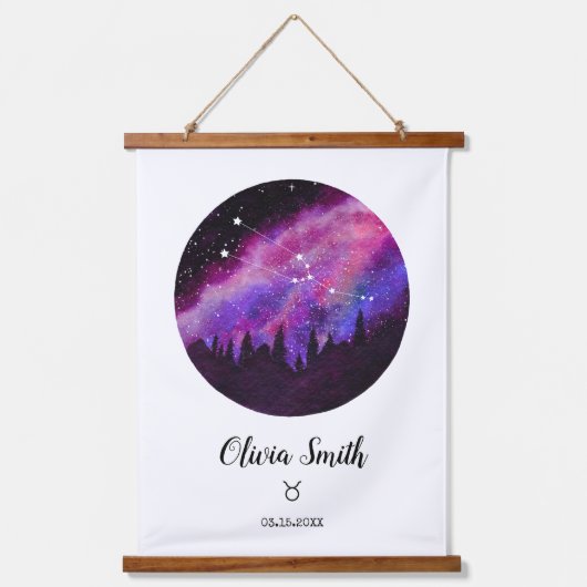 ピンクコンステレーショントーラス占星術サインギフト 吊り下げ型タペストリー (正面)