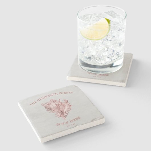 ピンクコンチシェルストーンコースター ストーンコースター (横)