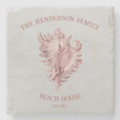 ピンクコンチシェルストーンコースター ストーンコースター (正面)