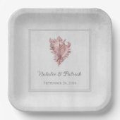 ピンクコンチシェル結婚の紙プレート ペーパープレート (正面)