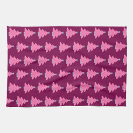 ピンクコンテンポラリーのクリスマスツリー キッチンタオル