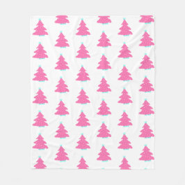 ピンクコンテンポラリーのクリスマスツリー フリースブランケット