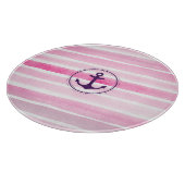 ピンクコンテンポラリーの水彩模様といかり カッティングボード (角)