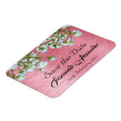 ピンクコンテンポラリーの結婚式の日付を保存 マグネット (左側)