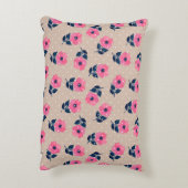 ピンクコンテンポラリーベージュの花柄 アクセントクッション (裏面(縦))