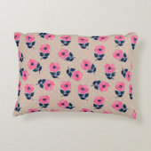 ピンクコンテンポラリーベージュの花柄 アクセントクッション (裏面)