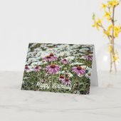 ピンクコンフォレアとデイジーハッピーバースデーカード カード (黄色い花)