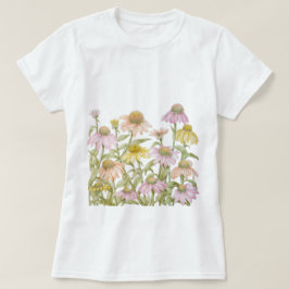 ピンクコンフォレアデイジーフローラ植物芸術 Tシャツ