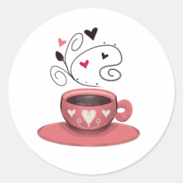 ピンクコーヒーカップ ラウンドシール