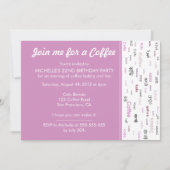 ピンクコーヒー愛好家のバースデーパーティ招待状 招待状 (正面)