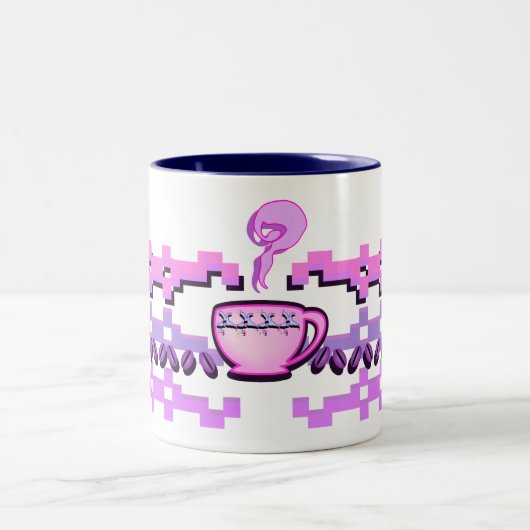 ピンクコーヒー豆フェア島 ツートーンマグカップ (中央)