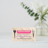 ピンクコームサロンスタイリストツールウッド 名刺 (スタンド正面)